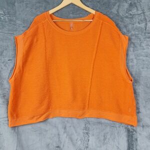 Free People Movement Top Large Orange Oversized Boxy Cropped Athleisure Athletic
